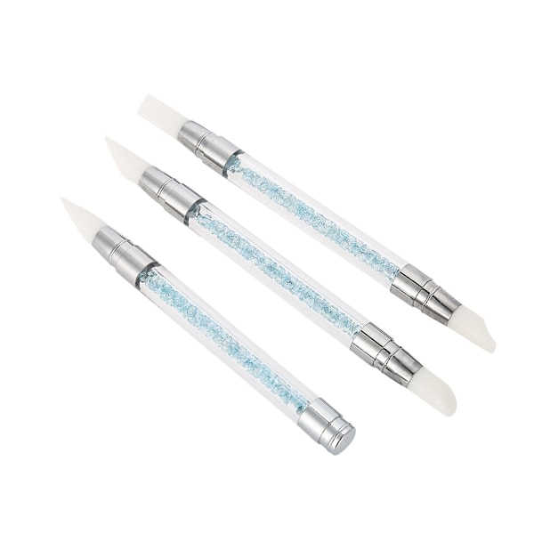 3-pack Professionella Dubbelhuvud Silikon UV Gel Naglar Konstmålning Skulptur Penna Verktyg Set