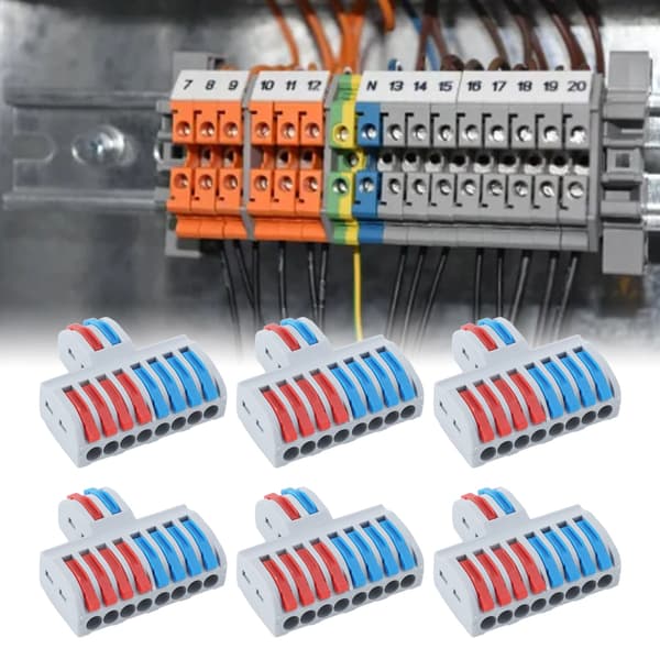 6 stk. 2 i 8 ud Terminalblokke 8-vejs Butt Terminaler Elektriske ...