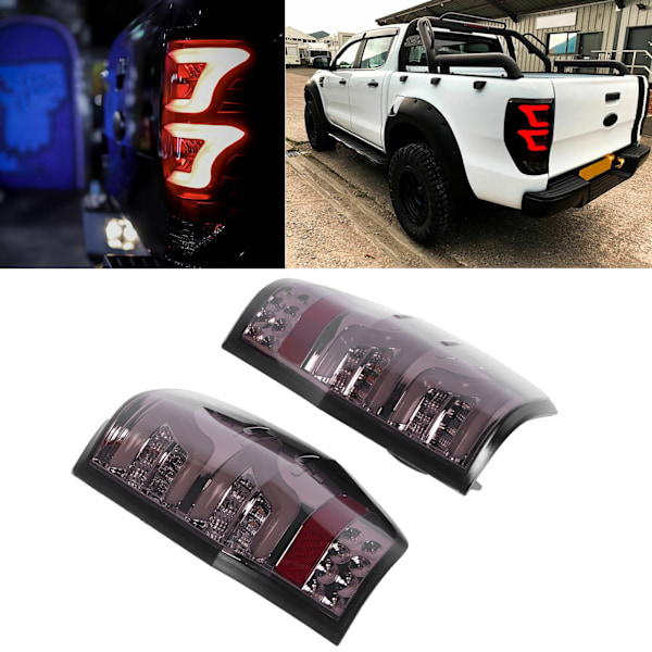 Komplett LED baklykter med blinklys IP67 vanntett passer til Ford Ranger T6 2012-2015 Røykte