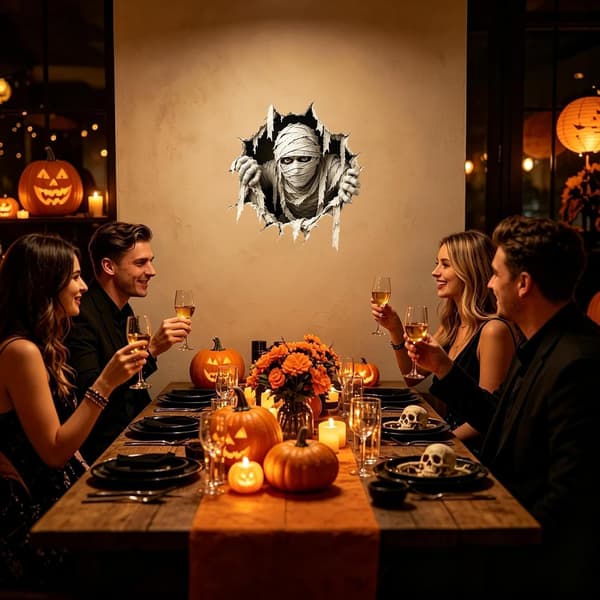 Halloweenin pelottavat seinätarrat kodin sisustukseen, Halloween 3D-seinätarrat - E