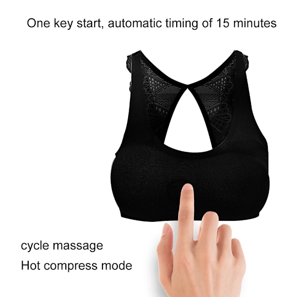 Elektrisk Bröstmassager Vibrationsmassage Vattentät Bröstförstorande BH-Massager (med USB-kabel) Svart