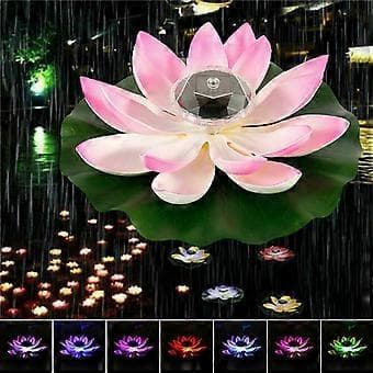Solcellsdriven LED \"Lotusblomma, Flytande, Damm, Pool Nattlampa