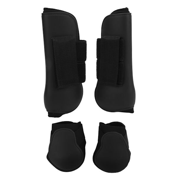 4 st Hästbenskydd Fram- och Bakben PU Häst Senor Skydd med Dämpande Inre Pad Svart Set XL