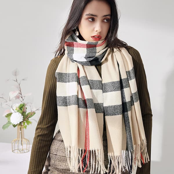 Rutig vinterhalsduk för dam, lång rutig och tjock oversized halsduk för vinter/höst, varm sjal och omlottscarf