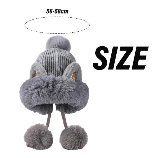 Vintermössa söt stickad mössa rysk pälsvirkad mössa slokig mössa med pompom varm fluffig snömössa trappermössa för kvinnor