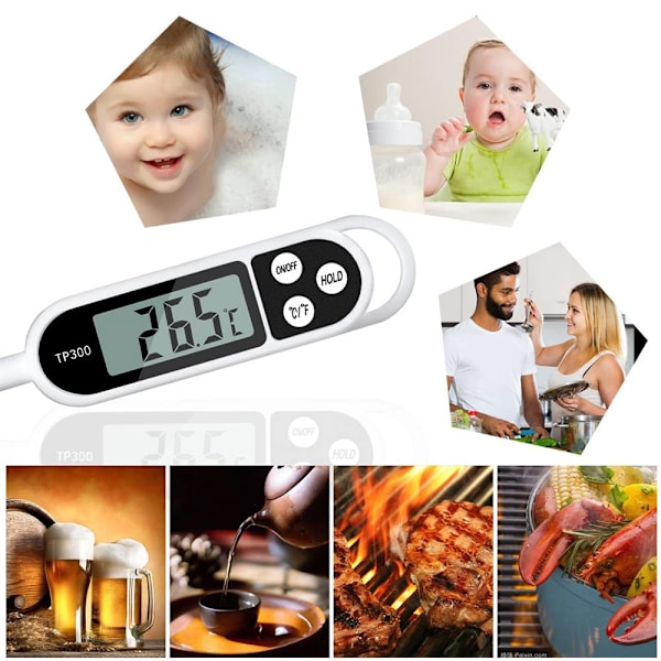 Digital stektermometer i rostfritt stål, snabb avläsning och respons, professionell sensor för säker matlagning, korrosionsbeständig lång sond för