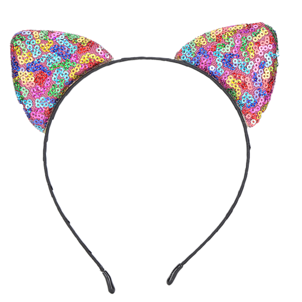 Kattöron Hårband med Vändbara Paljetter, Glitter Glänsande Kitty Säkerställer Mångsidighet & Halkfritt för Daglig Användning, Elasticitet Passar De Flesta Huvuden för Komfort