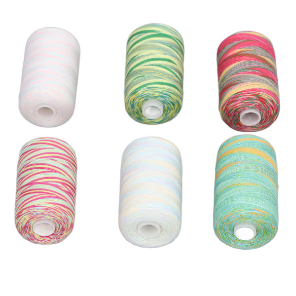 Sytrådsset 1000 Yards Färgglada Polyestertrådsrullar för DIY Handsömnad Maskinsömnad Broderi 6st