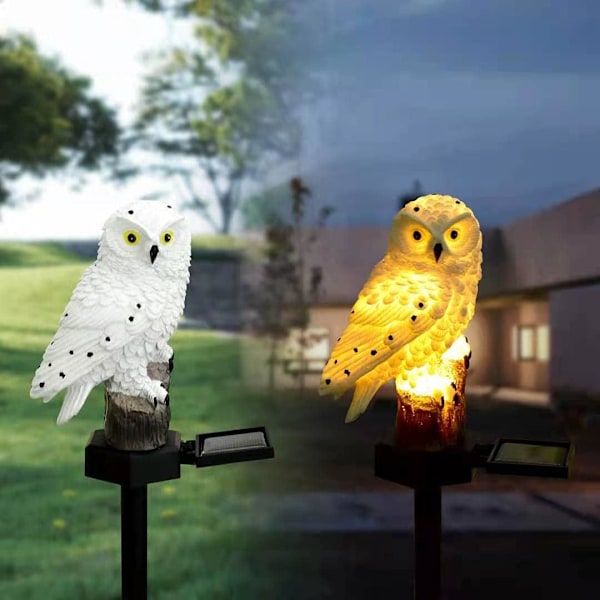 Uggla Staty Solcell LED-lampor, Soldriven Trädgårdsstaty UV Väderbeständig för Uteplats Gård Trädgårdsdekoration, 15 cm