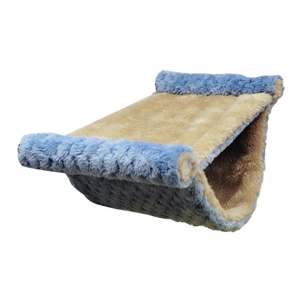 Hängande Hammock för Smådjur Dubbellager Lätt att Rengöra Plysch Hängande Hammock Säng för Ekorrar Gyllene Björnar Chinchillor L Blå