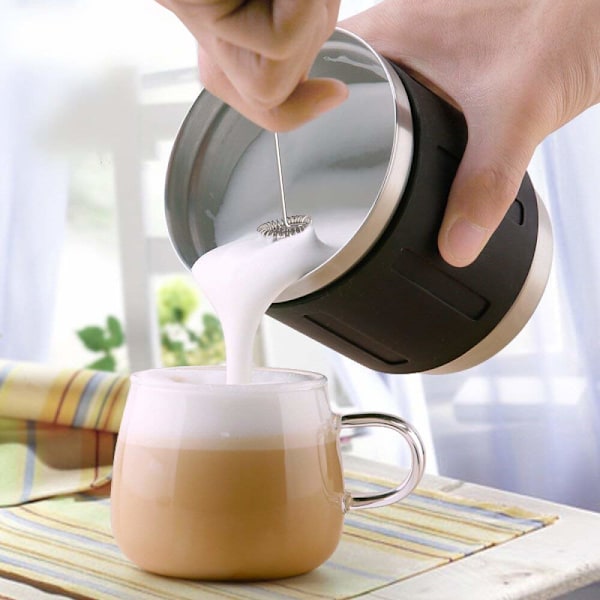 USB Uppladdningsbar Mjölkskummare, Portabel Handhållen med Lättrengjort Visphuvud i Rostfritt Stål, Krämig Skummaskin för Kaffe, Latte,