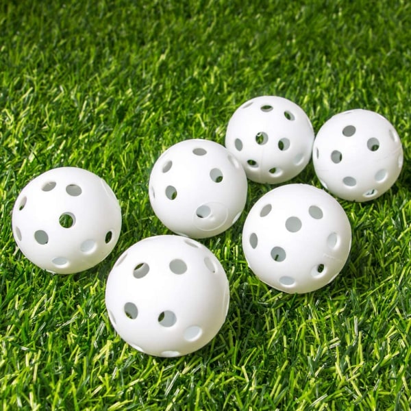 Øvingsgolfballer Flygolfballer Hule plastgolftreningsballer Airflow-golfballer for svingøvelser Driving Range Hjemmebruk Innendørs 12 Pack,
