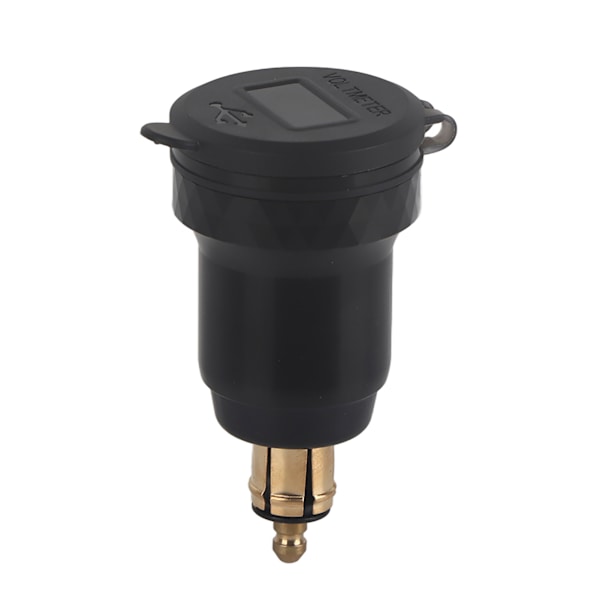 12V-24V Motorcykel USB Port Strømadapter Stik med LED Display EU Stik Sort