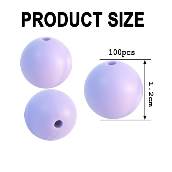 100Pcs 12mm Silicone Beads for Keychain Making, Necklace,