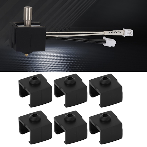 6 st Hotend Silikonstrumpor 280℃ Temperaturresistens 3D-skrivare Extruder Silikonskydd Strumpor för Ender 3 V3 SE