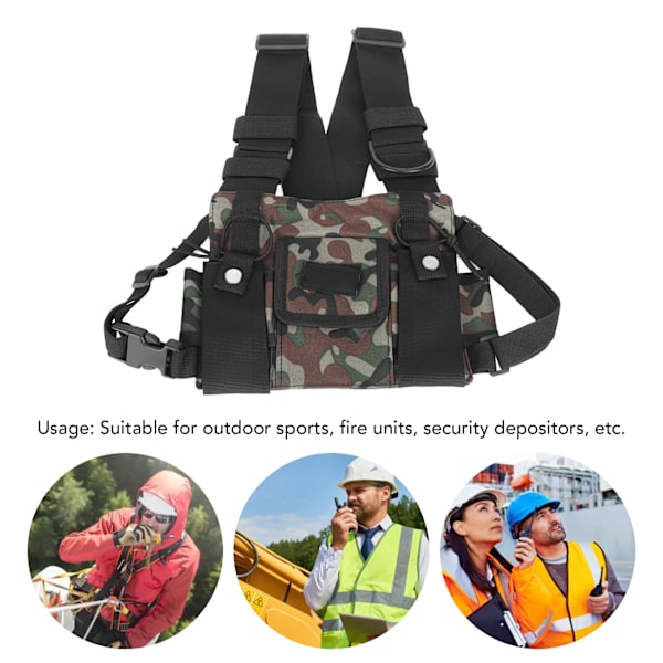 Radio Brystsele med 2 Lommer Oxford Klud Justerbar Vest Rig Universal til 2 Vejs Radio Walkie Talkie Camouflage