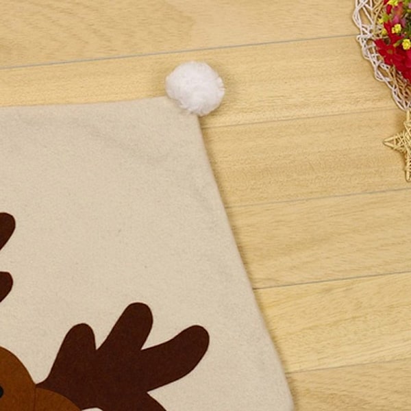 Stolsöverdrag med Snögubbe och Älg för Kvalitativ Polyester Hem Middagsbord Juldekorationer, Lättanvända Söta Jultomtar (4 st)