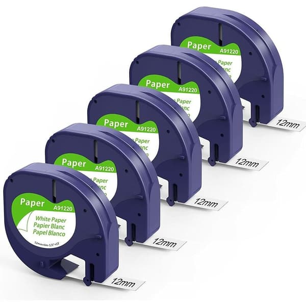 Label Maker Refill Tape Kompatibel med DYMO LetraTag, Selvklæbende Termisk Papirrulle til DYMO Labeling System, Split-backing Design Let at Pille,