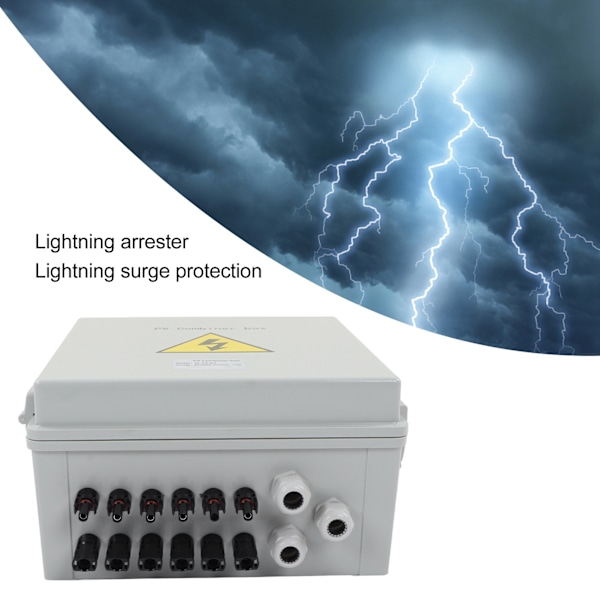 PV Kombinationsbox 6 Strängar IP67 Vattentät Solkombinationsbox med 15A Säkring 40KA Överspänningsskydd DC1000V