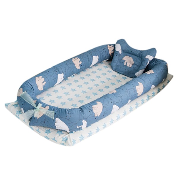 Bomulls Baby Snuggle Nest Bionic Säng Bärbar Nyfödd Sov Lounger med Björnmönster
