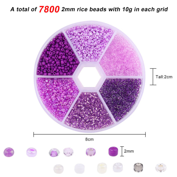 7800 st 2 mm små glaspärlor för smyckestillverkning, för