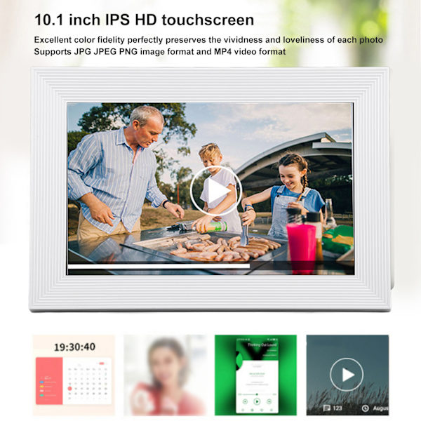 10,1 tums digital fotoram 1280x800 HD IPS pekskärm 1GB RAM 16GB ROM minne Väggmonterad elektronisk bildram för Android 6.0 100‑240V UK
