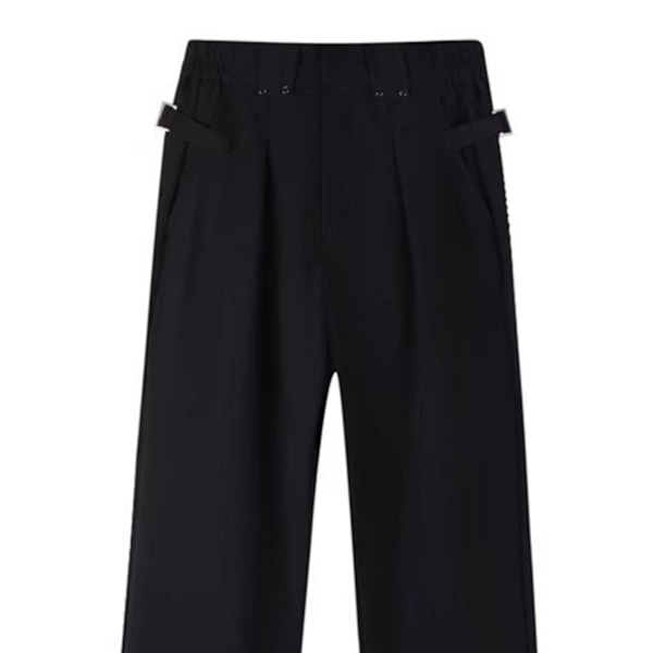 Mænds Suit Bukser Straight Leg Wide Leg Bløde Åndbare Elastiske Mænds Løse Casual Bukser til Forår Efterår Sort XL