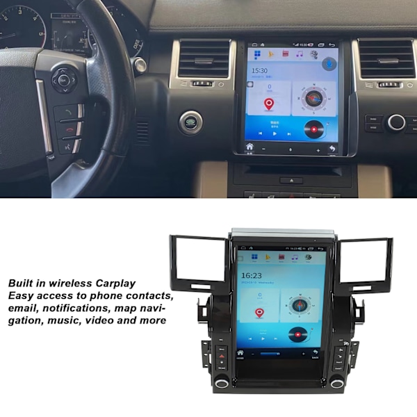 12,1 tum Bilstereo HD Pekskärm Trådlös Carplay GPS Navigationsenhet Ersättning för Land Rover Range Rover Sport L320 4+64G