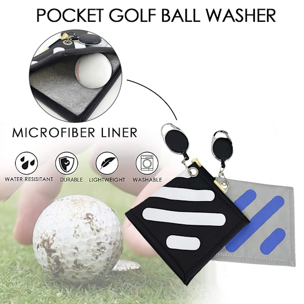 Golfhandduk med klämma, bärbar infällbar fleecehandduk för män och kvinnor, utomhussporter