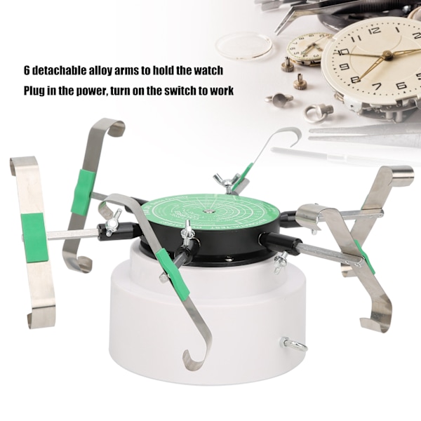 6-arms Urverksspolarmaskin Automatisk Mekanisk Urspolarverktyg EU-kontakt AC250V