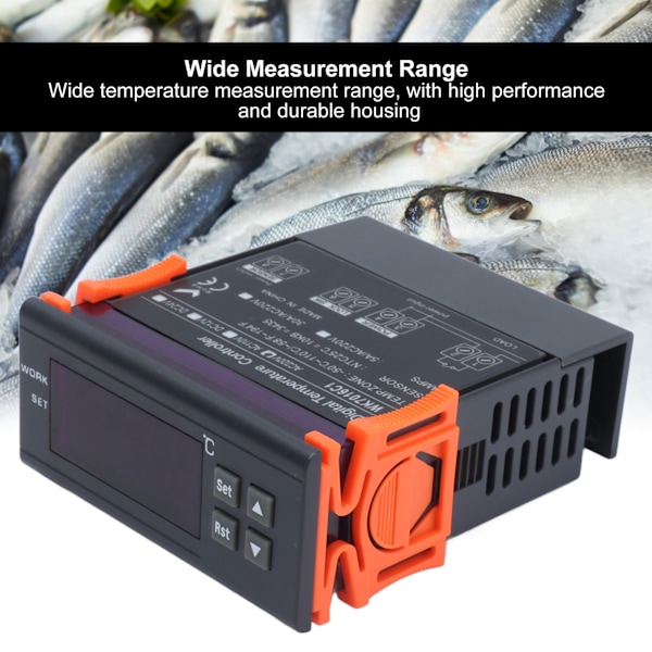 Digital Temperaturregulator Elektronisk Temp Kontroll Termostat med LCD-Skjerm Sonden AC220V/5A