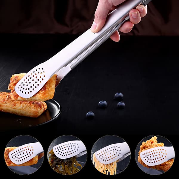 Grilltång för vardagsbruk, matlagningstång med ergonomiskt ormmönstrat grepp och förlängt skaft, 304 rostfritt stål diskklämma för hantering