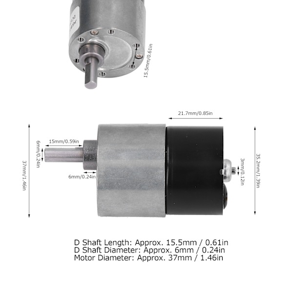 Växelmotor Hastighetsreducering Borstlös D-axel Låg Ljudnivå CW CCW Rotation Växelmotor DC12V35RPM