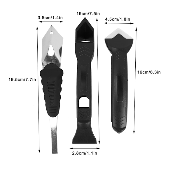 3 i 1 Kit med Kalkværktøjer - Silikonfugefjerningsværktøj, Spatel, Glascement-Kalkningsskrab