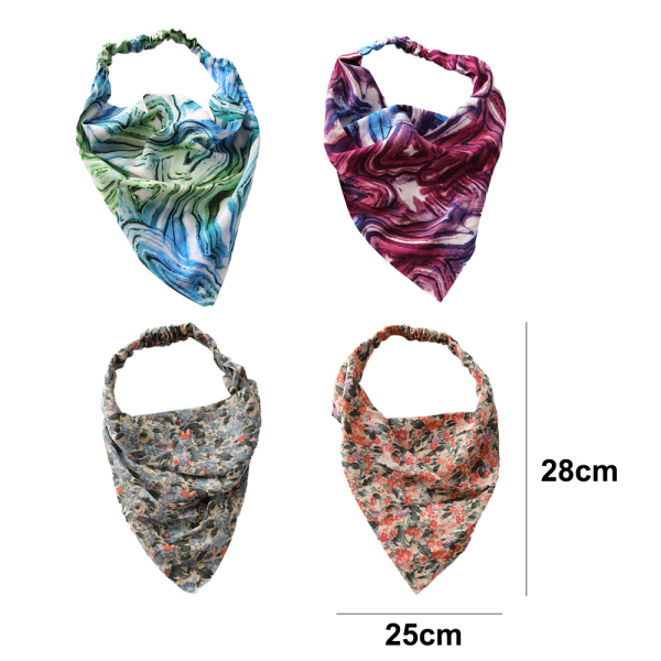 4pcs Hair Bandanas Triangle Head Scarves Headband with Clips