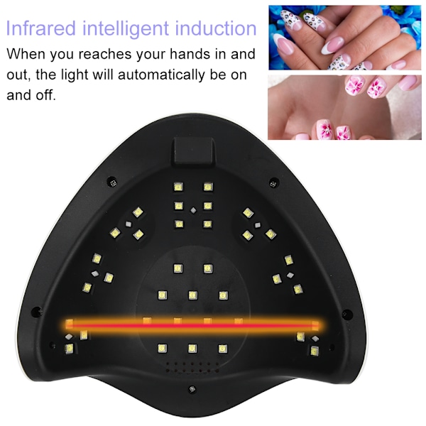 108W Professionell Nageltorkningsmaskin Intelligent LED UV Gellackstorklampa EU-kontakt 110-240V