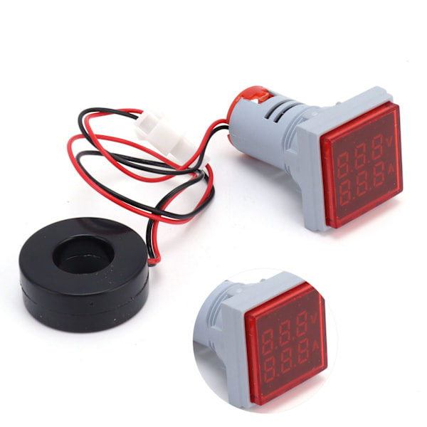 Strømsignalindikator Universal 2‑Skærms Kvadratisk Lampe Lys 60~500V AC AD16‑22FVARød