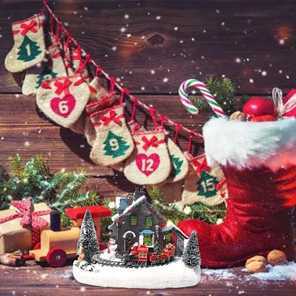 Julbyhus Display, Mångsidig Samlarfigur med Varma LED-lampor, Förhöjer Din Juldekoration