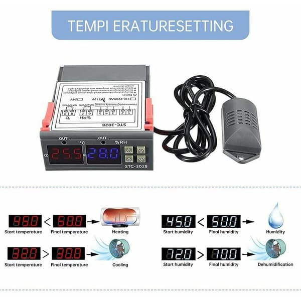 Digital Temperatur- och Fuktighetskontroller, Mångsidig Utrustningskontroll med Tydlig Digital Display