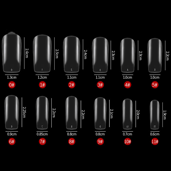 240 stk / eske Kunstige negler Ultra tynne Frosted Nail Art Tips Falske negler UV Gel Verktøy (Rektangulære)