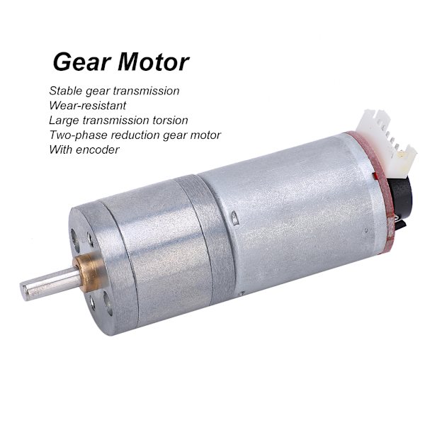 Gir Motor DC med Hastighetskoder Børstet DC Motorer Reduserer Kobber Rustfritt Stål GA25‑370DC12V 10RPM