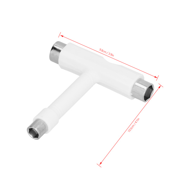 Skate Tool Multifunktionel Bærbar Skateboard TType Hex Nøgle Sæt Beslag Hardware Hvid
