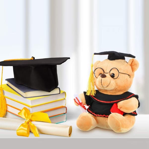 Charmerende Studenterhue Legetøj, Blødt Materiale Udstoppede Bamse, Studentergave Perfekt til Fejring af Milepæle