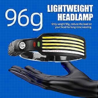 Hodelykt COB LED Oppladbar Frontlykt Lommelykt Arbeidslys Bar Hodebånd USB