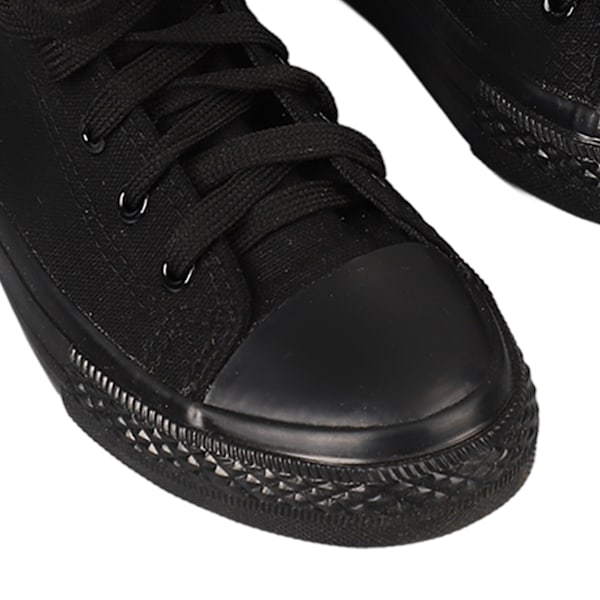 Canvas Skor Casual Snörning Helt Svarta Höga Canvas Walkingskor för Kvinnor Män Svart 38