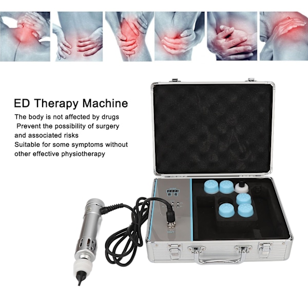 Shockwave Terapi Maskine ED Terapi Maskine Professionel ESWT Shockwave Terapi Maskine Sølv 100‑240V AU Stik