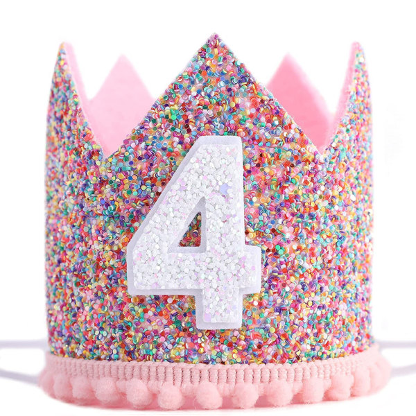 Rainbow Crown syntymäpäiväjuhliin, Glitter Birthday Crown,