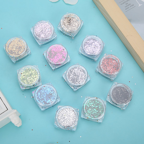 12 kpl Kynsilakkapölyä DIY Kynsien Koristeluun Glitter Kiiltävä Pigmentti Kynsi-Art Salonille