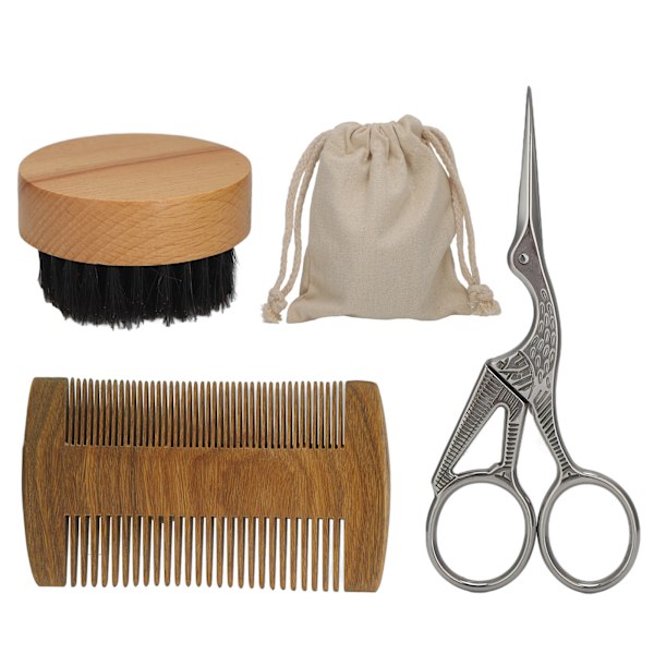 Mustasch Styling Kit Skäggborste Träskäggkam Mustasch Sax Skäggvårdssats