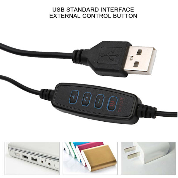 USB-ladbare bordlampe med dimmefunksjon, leselys for studier, øyevern, klipslampe